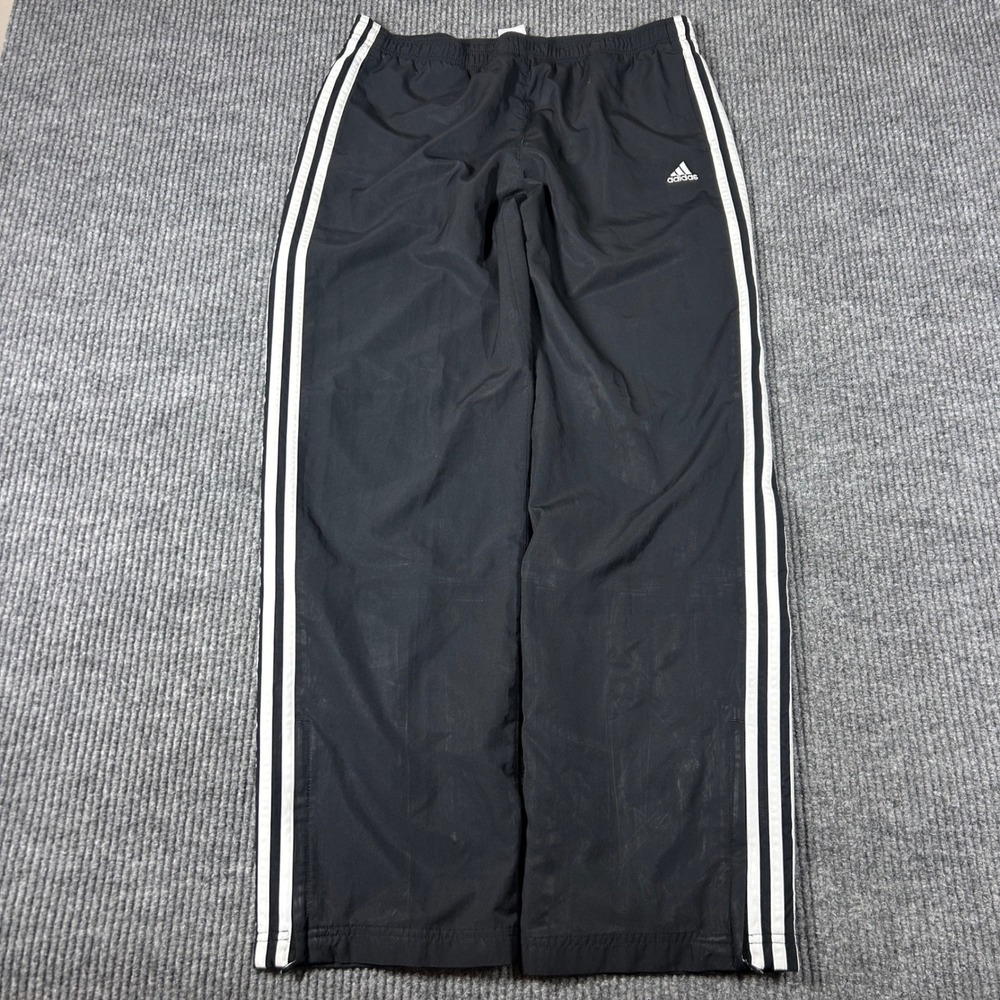 Vintage Adidas Sweatpants Men's M Black White 3 Stripe Track Pants Mesh Lined